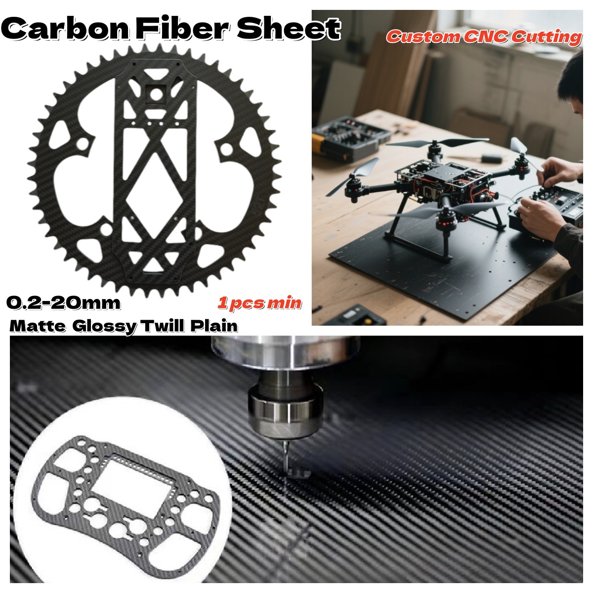Drone Rc Board - Feuille de Fiber de carbone personnalisée,