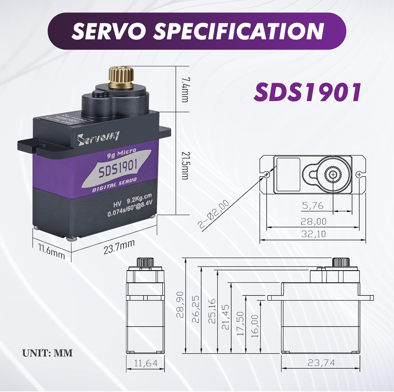SERVOMY-SDS1901 numérique 9G M - Rc Car Servo avis et prix