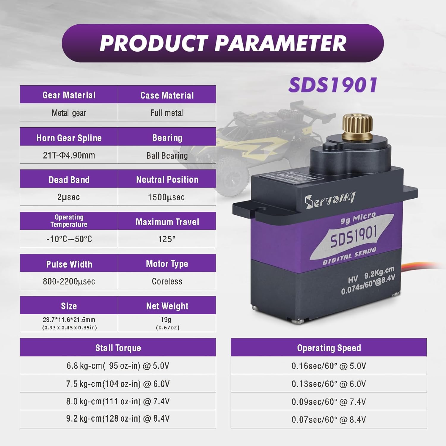 SERVOMY-SDS1901 numérique 9G M - Rc Car Servo avis et prix